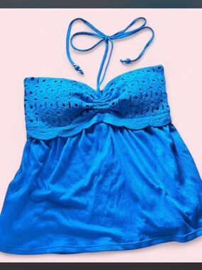 No Boundaries Blue Halter Neck Top